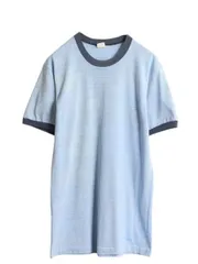 【お得なクーポン配布中!】 70s USA製 タウンクラフト 無地 リンガー Tシャツ メンズ L 小さめ M 程 ヴィンテージ シングルステッチ ツートン ブランク 霜降り ブルーのサムネイル