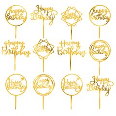 【新着商品】装飾 デコレーション (ゴルード) ハッピーバースデー Birthday Happy ケーキ挿入カード 12点セット ケーキ飾り 誕生日 ケーキトッパー Paready