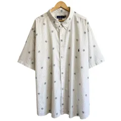 Ralph Lauren ラルフローレン CLASSIC FIT シアサッカー 犬 dog 灯 ボタンダウンシャツ コットンシャツ ストライプ 半袖シャツ ワンポイントロゴ 刺繍 白×青 4XBサイズ No.G008