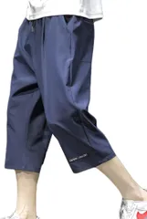 GANATA（ガナタ） ハーフパンツ メンズ スポーツ トレーニング 通気性 速乾性 無地 大きいサイズ 7分丈 膝下 ファッション ジャージ 部屋着 ドライ ショート 吸汗 短パン ゆったり スウェット ストレッチ 伸縮( ネイビー,  XL)