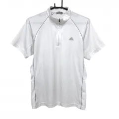 アディダス 半袖ハイネックシャツ 白 パイピンググレー ハーフジップ  メンズ L/G ゴルフウェア adidas
