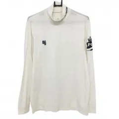 【美品】パーリーゲイツ 長袖ハイネックシャツ アイボリー×ネイビー 表微起毛 アクリル混 メンズ 6(XL) ゴルフウェア PEARLY GATES