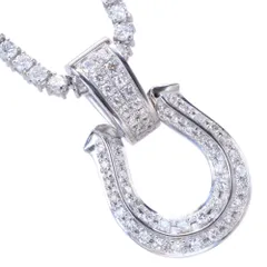 ネックレス メンズ プラチナ ダイヤモンド 12カラット 55cm テニスネックレス 馬蹄 ホースシュー ペンダントトップ セット 日本製 刻印入り 鑑別書付き【アクセサリーマート/メルカリShops店】