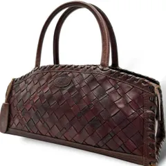 美品 38 IBIZA イビサ ハンドバッグ イントレチャート レザー ブラウン