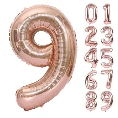 HIYEAR 誕生日 飾り付け 数字 バルーン 大きい 40インチ 約90cm アルミ風船ローズゴールド ハッピーバースデー (9 ローズゴールド） 0