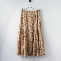 【値下げ】インゲボルグ INGEBORG コットン フラワープリント サイドギャザー ロングスカート 9 ピンク/花柄 フレアシルエット【2400014451368】
