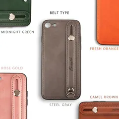 iPhone SE 第3世代 ケース ベルト付 SE3 SE2 第2世代 カバー おしゃれ iPhone8 iPhone7 シンプル レザー 革 茶 グレー ピンク 緑 オレンジ 送料無料 安い