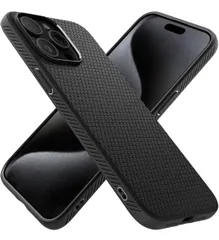 ★Spigen  iPhone 15 Pro ケース 耐衝撃 薄型 ストラップホール 軽量 さらさら 米軍MIL規格取得 2重構造 レンズ保護 指紋防止 擦り傷防止 マット仕上げ ワイヤレス充電対応 リキッド・エアー ACS06704 (マット・ブラック)