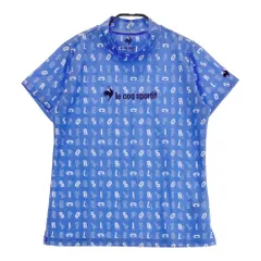 サイズ：L LE COQ GOLF ルコックゴルフ 2023年モデル ハイネック 半袖Tシャツ 総柄 ブルー系 [240101433596] ゴルフウェア レディース ストスト
