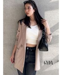 ダブルボタンテーラードジャケット GYDA ジェイダ 072510167501 gyda レディース ジャケット ミドル丈 フリーサイズ ブラック ベージュ GYDA ジャケット gyda テーラードジャケット スーツ 新品 正規品