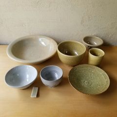 【ひとり暮らし用食器一式 】全8点　瀬戸 民藝 皿 鉢 小鉢 フリーカップ  湯呑み 酒器 飯碗 碗 茶碗 片口 箸置き 作家