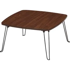 不二貿易(Fujiboeki) ローテーブル 四角 折りたたみテーブル ミニ 幅60×奥行60×高さ31.5cm ブラウン 完成品 角が丸い 持ち運び簡単 アウトドア ピクニック 10860