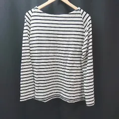 ◇ RAY CASSIN クルーネック ボーダー柄 サイドスリット 長袖 Tシャツ 表記なし ホワイト ブラック レディース E  【1307260066869】