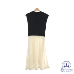 【訳アリ】  ワンピース ロング丈 クルーネック フリル レディース ベージュ ブラック 901-5662 送料無料 古着