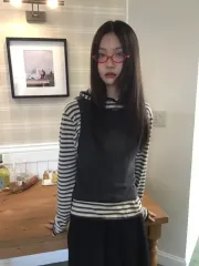 HOWU ベリー 裏起毛 ボーダー柄 フード付きTシャツ