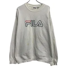 FILA ロゴスウェット トレーナー L ホワイト フィラ プルオーバー ビッグロゴ 裏起毛 シンプル 古着卸 アメリカ仕入 a702-6640