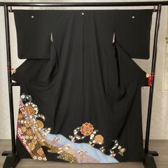黒留袖　化繊　中古品　HAA1314　4K459