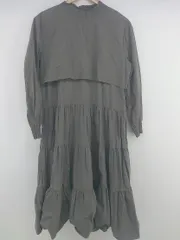 ◇ emi+ エミプラス ハイネック ティアード 長袖 膝下丈 ワンピース サイズ0 グレージュ系 レディース E  【1304050000102】