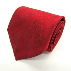 シャルル・ジョルダン ブランドネクタイ 総柄 ペイズリー 幾何学模様 シルク イタリア製 PO メンズ レッド CHARLES JOURDAN 【中古】