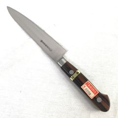 【未使用】源正金 MINAMOTO NO MASAKANE 全鋼 ペティ ツバ付 大 145mm 黒丹