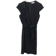 Calvin klein カルバンクライン 半袖 膝丈ワンピース 10 黒 フレンチスリーブ レディース 古着