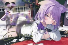 【中古】ポストカード 猫又おかゆ 箔押し複製サイン＆メッセージ入り神岡ちろる描き下ろしポストカード 「バーチャルYouTuber ホロライブ 猫又おかゆ 活動4周年記念 活動4周年記念フルセット」 購入特典