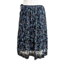 セラヴィ　ミレーヌ友田　日本製　レディース　スカート　膝丈　プリーツスカート　フラワープリント　花柄　夏　M