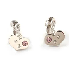 MOF25044 未使用 Courreges クレージュ イヤリング ハートモチーフ シルバー×クリア×ピンク アクセサリー Courrèges ラインストーン