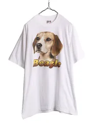【お得なクーポン配布中!】 90s USA製 ドッグ アート イラスト プリント Tシャツ メンズ レディース XL 古着 90年代 オールド アニマル シングルステッチ 大きいサイズ