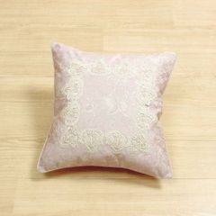撥水 クッションカバー 花柄 ピンク ラベンダー 45×45ｃｍ はっ水加工 かわいい 高級 ジャガード織 布製 レース 正方形 フラワー 花柄 クッション 45×45 45cm角