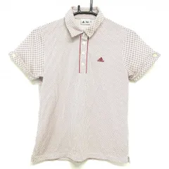 ★値下げ★【超美品】アディダス 半袖ポロシャツ 白×レッド ドット柄 ロゴ刺しゅう レディース M/M ゴルフウェア adidas