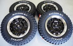 要リフトアップ ゴツゴツ系 ランドフット 14inch 5.0J 4H100-39 グリップマックス MUD RAGE M/T 185R14 プロボックス サクシード 鉄チン風ホイール