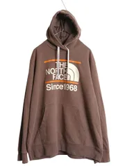 【お得なクーポン配布中!】 ノースフェイス プリント スウェット フード パーカー メンズ XXL 古着 裏起毛 プルオーバー トレーナー アウトドア 大きいサイズ ブラウン