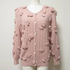 #wnc インゲボルグ INGEBORG カーディガン ニット セーター ピンク ラム混 アンゴラ混 花モチーフ レディース [966733]