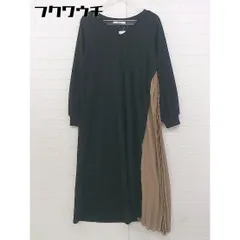 ◇ Roomy's ルーミィーズ 切替 長袖 膝下丈 ワンピース サイズ F ブラック ベージュ レディース  【中古】 【1107050007450】のサムネイル