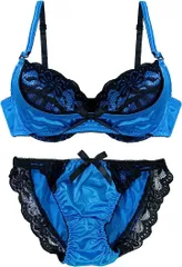 Moca＆Bunny ブラジャー ショーツ セット 上下 レディース( ブルー,  C75)