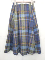 ◇ ⊆ MACKINTOSH PHILOSOPHY チェック柄 膝下丈 フレア スカート サイズ34 ブルー系 マルチ レディース E  【1506250006353】