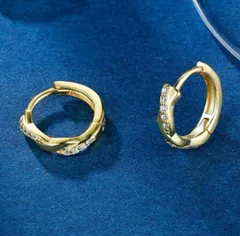 P102【ギフト箱無料】人気デザイン シルバー CZダイヤ リング フープピアス