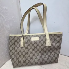 10 S98884 GUCCI グッチ GGスプリーム GGプラス トートバッグ ショルダーバッグ ショルダートート PVC レザー カーキベージュ ダークブラウン 211138  鞄 レディース