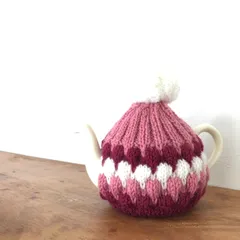 ❤︎ バブルモチーフ　2capティーコゼー♡ピンク系♡ 手編み♡ロンドンポッタリー