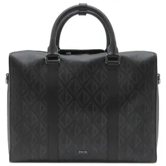 クリスチャン・ディオール Christian Dior ビジネスバッグ CD ダイヤモンド ブリーフケース レザー CDダイアモンドキャンバス ブラック シルバー金具 黒  【保存袋】【中古】のサムネイル