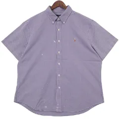 POLO LAUREN 半袖ポロシャツ メンズUS-2XLサイズ ギンガムチェック柄 紺 ネイビー系 sc-0154n