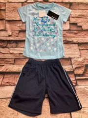 送料無料！１日中爽やか【吸汗速乾】女児総メッシュ半袖&半パン上下スーツ(画像から)１組