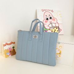 ☆ Light Blue ☆ Quilted Laptop Case for Commuting and School. Cute 15-inch Laptop Case, PC Case, Notebook PC Case, Tote Bag, Stylish Laptop Bag, Notebook PC Bag, Commuting and School Bag.