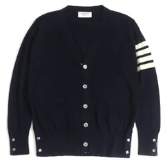 極美品□THOM BROWNE/トムブラウン MKC002A 4BAR クラシック Vネック ファインメリノウール 薄手 ニットカーディガン 紺 2 伊製 正規品　t05-st30324-834のサムネイル