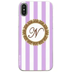 【新品未使用】iPhone6 Plus / 6s Plus アイフォン6sプラス クリア ハードケース ( ストライプラベンダー イニシャルN ) ボーダー ストライプ イニシャル cl-initial1-iphone6plus-ca033_d_n