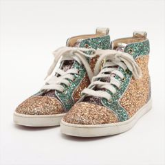 Christian Louboutin クリスチャンルブタン BIP BIP WOMAN ORLATO FLAT GLITTER レザー × グリッター ハイカットスニーカー レディース 37 マルチカラー MADE IN EU