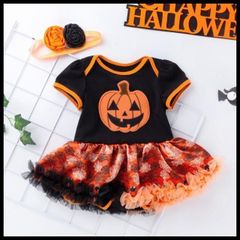 かぼちゃロンパース&ベビーヘアバンド ハロウィンコスプレ子供仮装 新品70 80