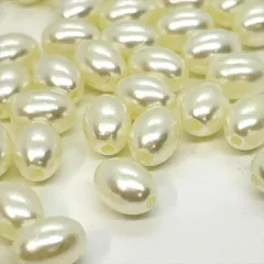 Q-218 パールビーズ オーバル【8mm×6mm】50個入 オフホワイト キスカ クリーム アイボリー マーキス 楕円 貫通 通し穴 プラパール プラスチック 樹脂 アクリル ハンドメイドアクセサリー パーツ