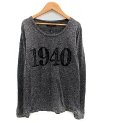 アメリカンラグシー AMERICAN RAG CIE Tシャツ カットソー ラウンドネック 長袖 プリント 1 チャコールグレー 黒 ブラック /HO2のサムネイル